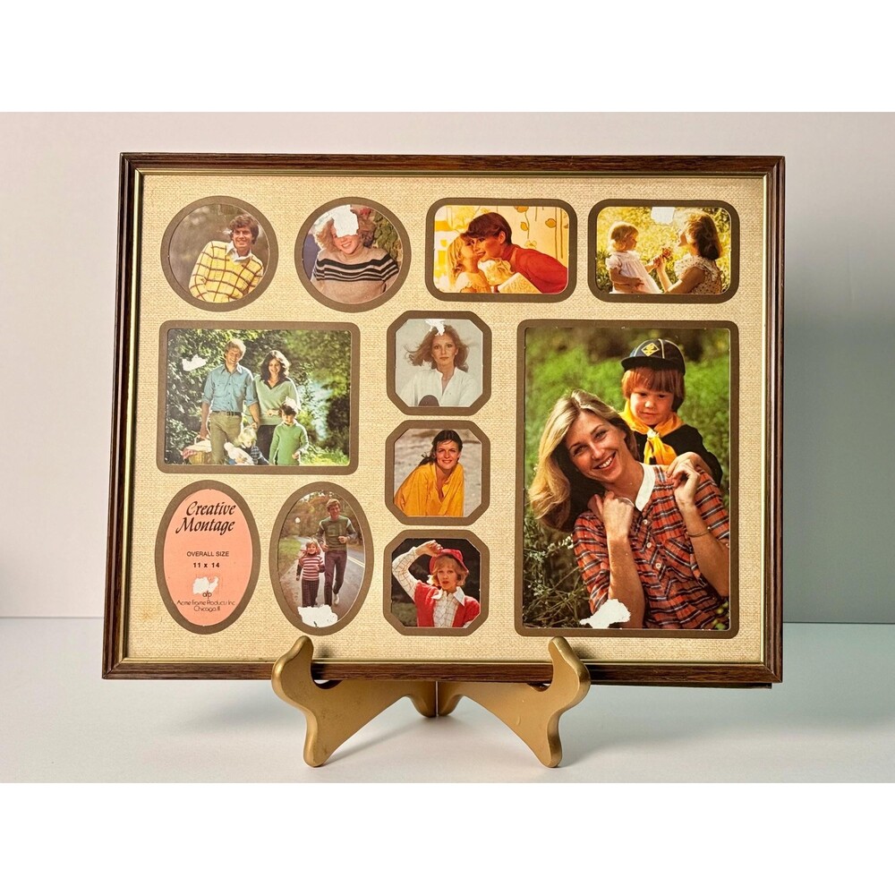Vintage Multi Opening Collage Picture Frame 11x14 Mid Century Wall Decor